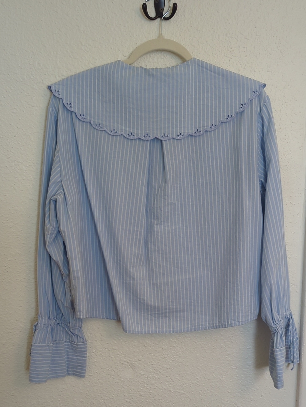 H&M Collared Blouse, Blue and White Stripes - Picture 7 of 8